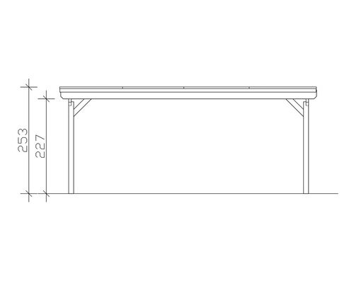 Technický výkres dřevěného přístřešku s rozměry
