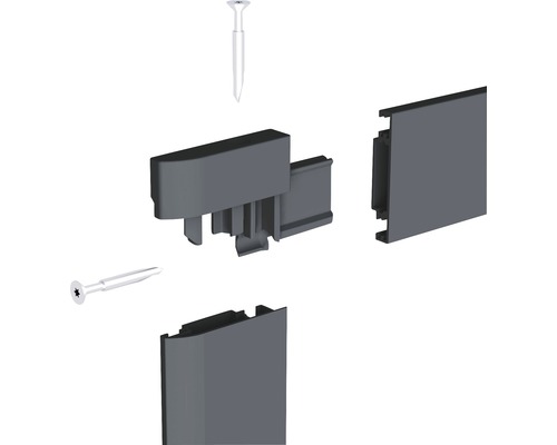 Jednotlivé díly soklové lišty a upevňovací materiál