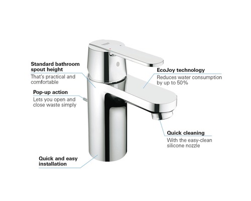 Lesklá umyvadlová baterie s technologií EcoJoy pro nižší spotřebu vody