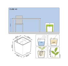 Produktový obrázek květináče Cube 40 s rozměry