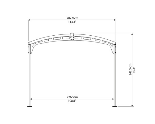 Technický výkres altánu s rozměry