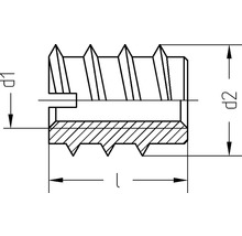 Technický výkres závitového pouzdra s rozměry
