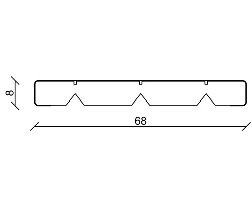Technický výkres profilu o rozměrech osm krát 68 milimetrů