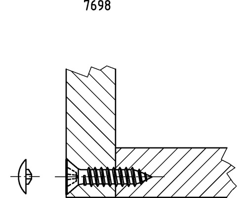Výkres vrutu do dřeva v kusu dřeva