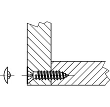 Ilustrace vrutu do dřeva spojujícího dva kusy dřeva