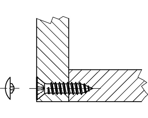 Ilustrace vrutu do dřeva spojujícího dva kusy dřeva