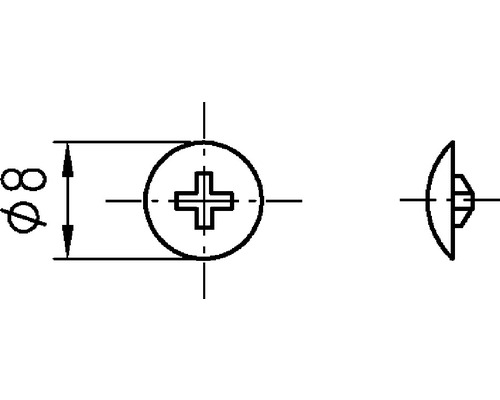 Technický výkres zápustného šroubu o průměru 8 milimetrů