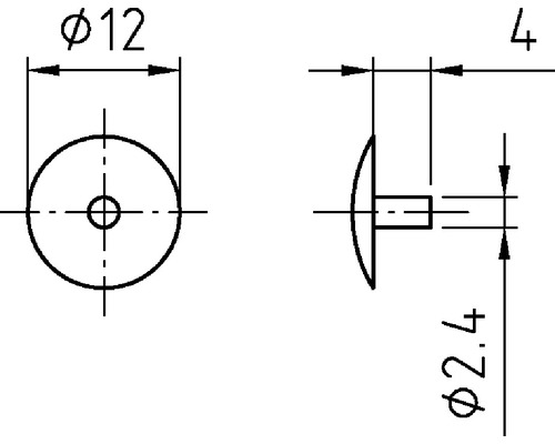Technický výkres nýtu s rozměry