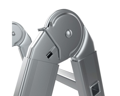 Detailní záběr hliníkového kloubu žebříku.