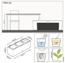 Technický výkres květináče Lechuza Trio 30 s rozměry