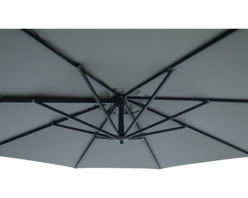 Detailní záběr slunečníku zespodu s žebry slunečníku