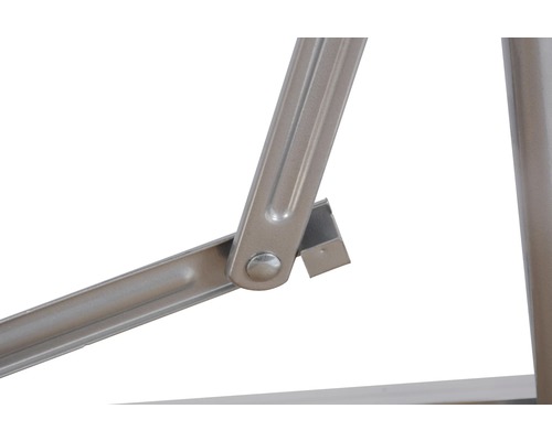 Detail kovového rámu s kloubovým spojením