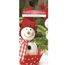 Vonná svíčka Happy Christmas ve sněhu s motivem sněhuláka
