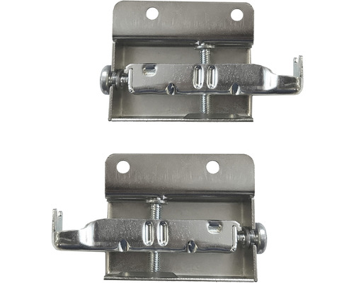 Dva kovové nábytkové konektory