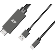 4K adaptér kabel s USB, USB typ C a HDMI konektorem