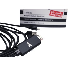 Černý 4K adaptér kabel s konektorem HDMI, konektorem USB C a konektorem USB A