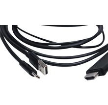 Černý USB, jack a HDMI kabel