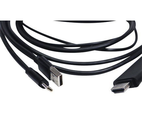 Černý USB, jack a HDMI kabel