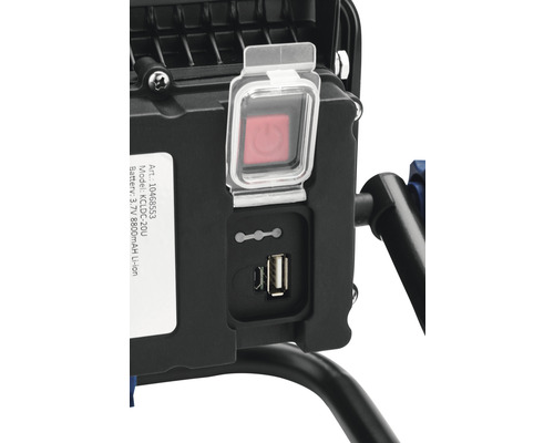 Detail LED reflektoru s vypínačem a USB portem