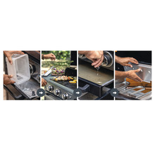 Montážní návod pro gril se systémem zachytávání tuku a nádobou na vodu pro čištění.