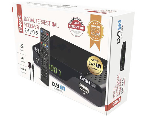 Emos digitální přijímač EM190-S v originálním balení s dálkovým ovládáním
