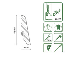 Profilová lišta o rozměrech 58 mm x 19 mm a montážní návod