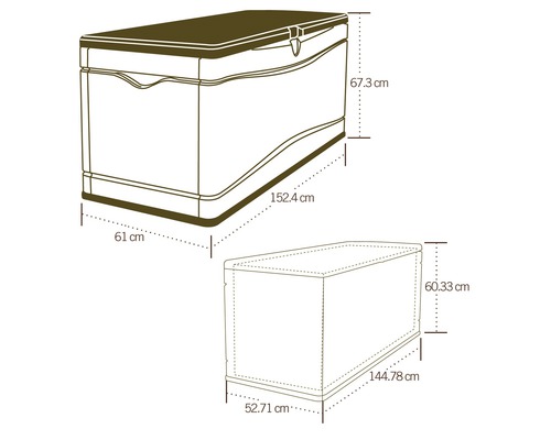 Technický výkres úložného boxu s rozměry