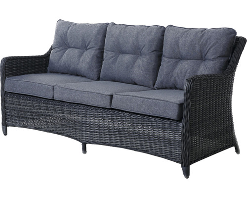 Třímístná zahradní pohovka z polyratanu s polstrováním