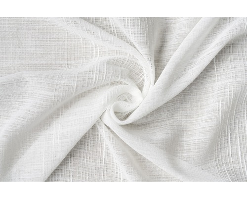 Bílá záclonová látka s lněnou strukturou