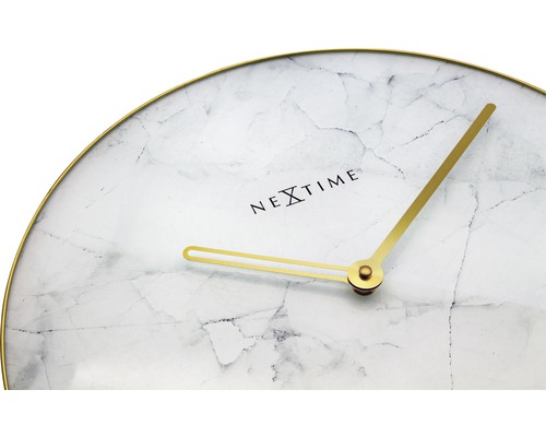 Hodiny Nextime s mramorovým ciferníkem a zlatými ručičkami