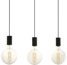 Závěsné svítidlo se třemi žárovkami a černým závěsem