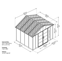 Plastový zahradní domek PALRAM Yukon 11x9 polykarbonát 332 x 271 cm šedý-thumb-6