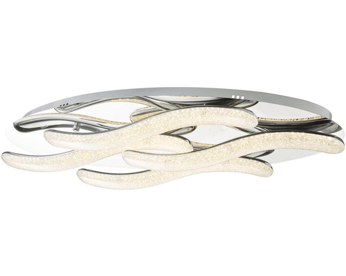 Moderní stropní svítidlo se zakřiveným designem a integrovanými světelnými diodami.