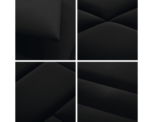 Detailní záběr černého akustického panelu s polstrovaným povrchem pro pohlcování zvuku