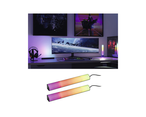 Herní scéna s LED světelnými lištami pro ambientní osvětlení