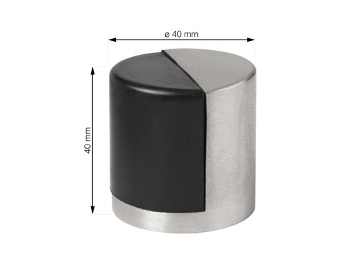 Dveřní zarážka z nerezové oceli a gumy, průměr 40 milimetrů
