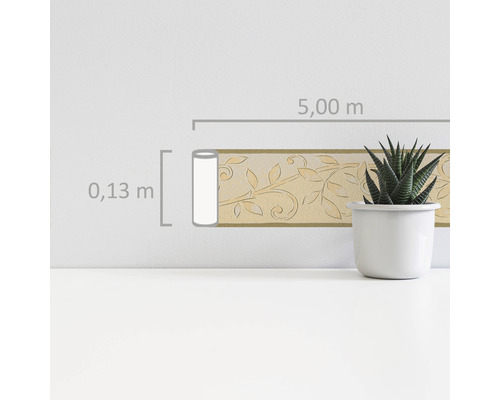 Tapetová bordura s motivem listů, délka 5 metrů a šířka 0,13 metru