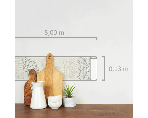 Ozdobná bordura s květinovým vzorem, délka role 5,00 metru, výška role 0,13 metru