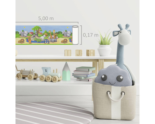 Dětský pokoj s bordurou s motivy zvířat, délka 5 metrů a výška 0,17 metru