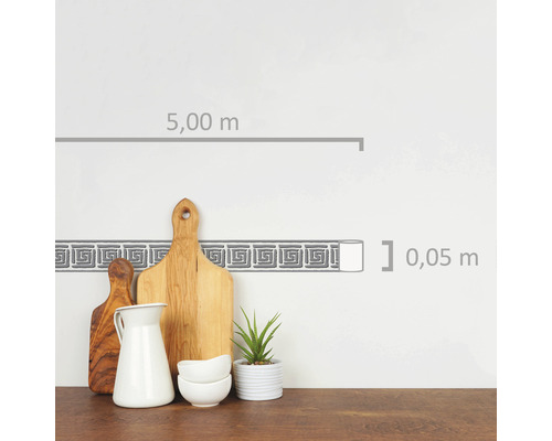 Samolepicí bordura s motivem meandru, délka 5,00 metru a šířka 0,05 metru