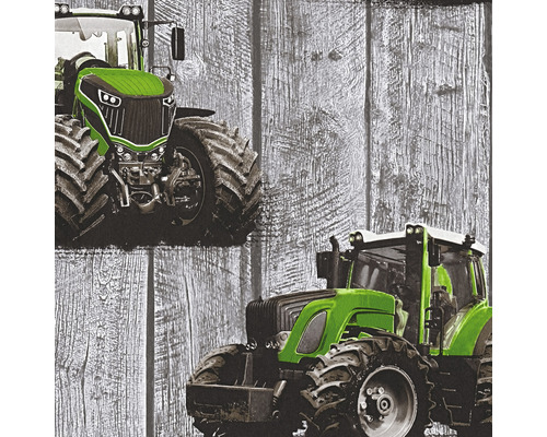 Tapeta s motivem traktoru na pozadí dřevěných prken