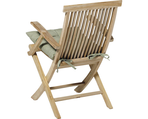 Zahradní křeslo z teakového dřeva s polštářem, pohled zezadu