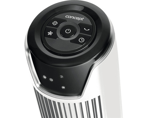 Logo Concept na věžovém ventilátoru s ovládacím panelem