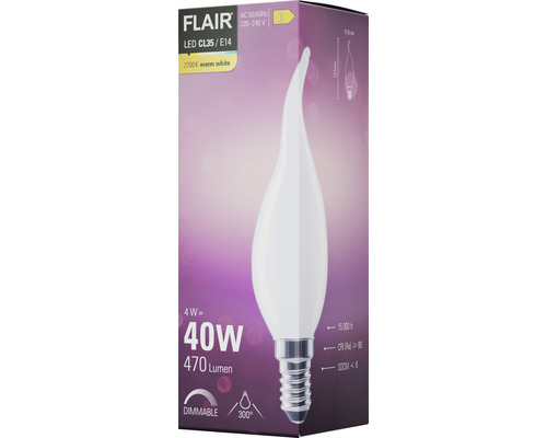 FLAIR LED žárovka CL35/E14, 4 W, 470 lumenů