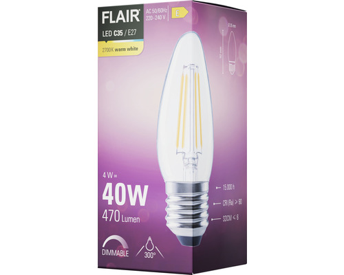 FLAIR LED žárovka C35 E27 4 W, balení produktu