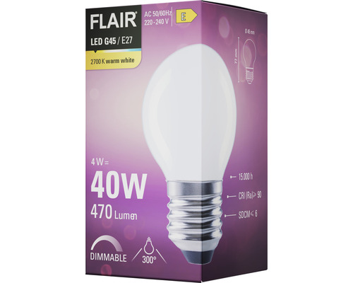 Balení LED žárovky Flair G45 E27 s výkonem 4 W