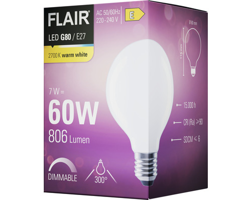 Žárovka FLAIR LED G80 E27 v obalu produktu