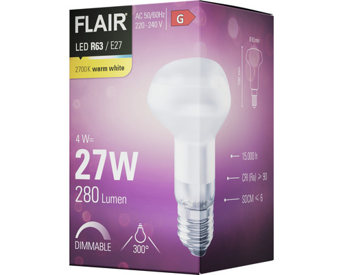 FLAIR LED žárovka R63 E27, 4 W, 2700 Kelvinů teplá bílá, stmívatelná