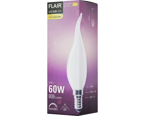 LED žárovka FLAIR CL35 E14, 6 W odpovídá 60 W, 806 lumenů