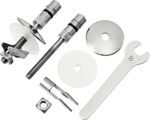 Sanitární upevňovací sada se šrouby, maticemi, podložkami a klíčem